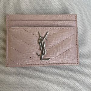 ysl card holder in beige/pink with box and dust bag